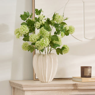 Charles Ted Faux Pompom Viburnum Stem – Realistic Artificial Green Flower Spray - CharlesTed Home