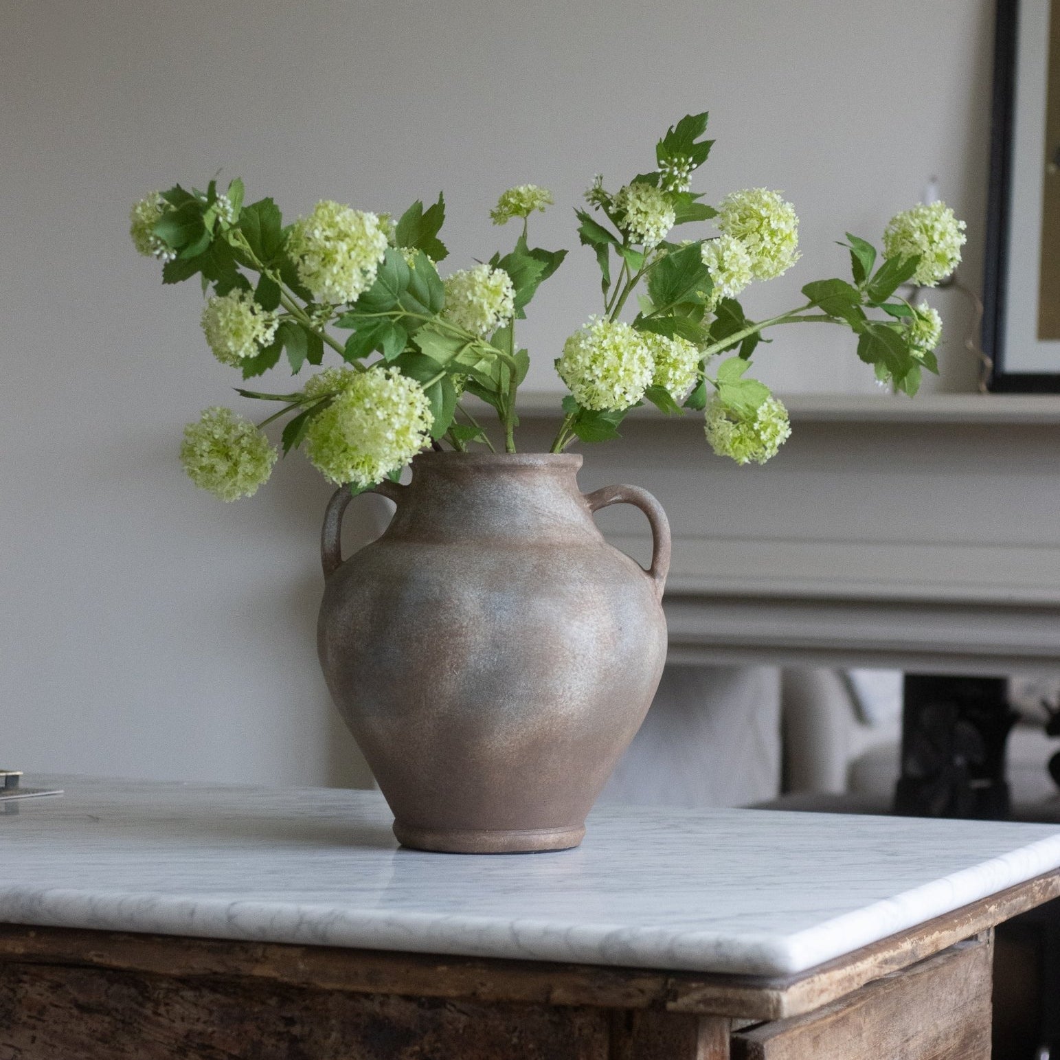 Charles Ted Faux Pompom Viburnum Stem – Realistic Artificial Green Flower Spray - CharlesTed Home