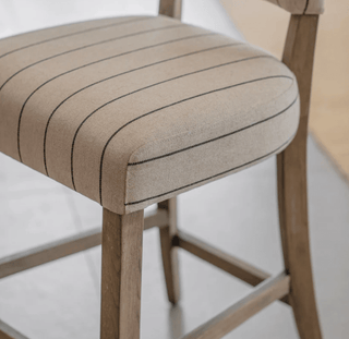 Charles Ted Francesca Striped Linen Counter Stool with Solid Wood Frame - CharlesTed Home