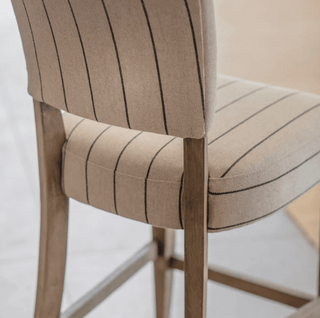 Charles Ted Francesca Striped Linen Counter Stool with Solid Wood Frame - CharlesTed Home