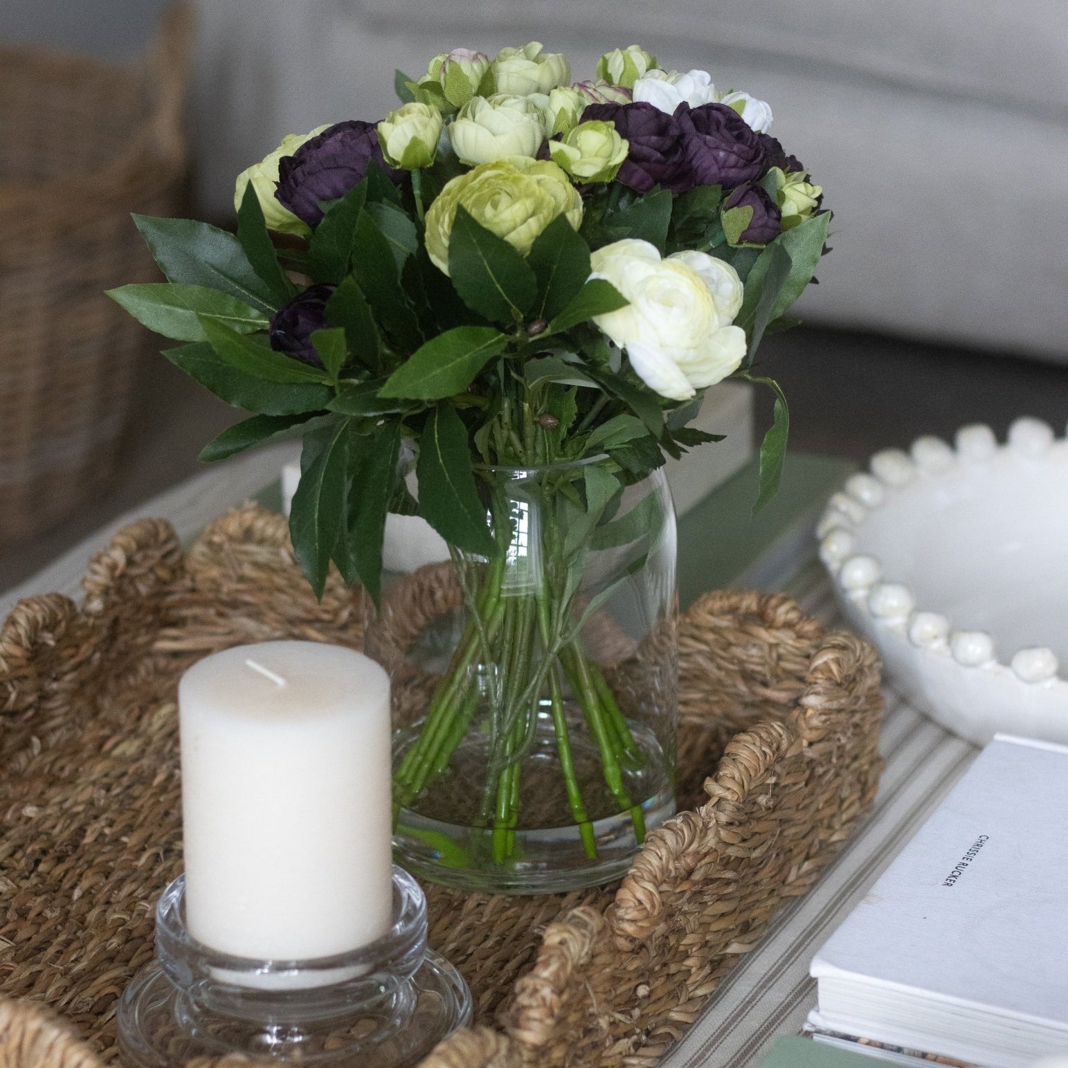 Charles Ted Handwoven Seagrass Serving Tray with Scalloped Edge and Handles - CharlesTed Home