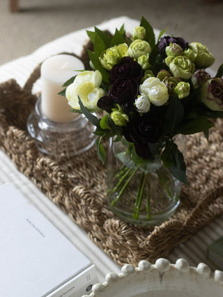 Charles Ted Handwoven Seagrass Serving Tray with Scalloped Edge and Handles - CharlesTed Home
