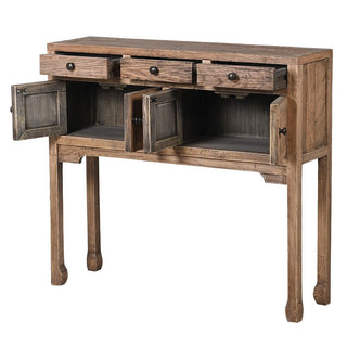 Charles Ted Heritage Rustic Reclaimed Oak Console Table with Drawers & Cabinets - CharlesTed Home