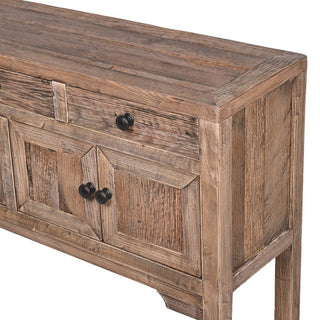 Charles Ted Heritage Rustic Reclaimed Oak Console Table with Drawers & Cabinets - CharlesTed Home