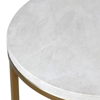 Charles Ted Ivory Leather Top Nest of Tables with Gold Frame - CharlesTed Home