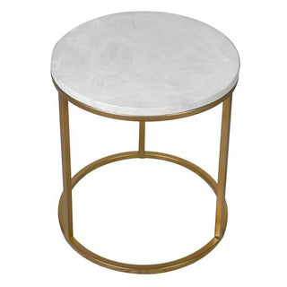 Charles Ted Ivory Leather Top Nest of Tables with Gold Frame - CharlesTed Home