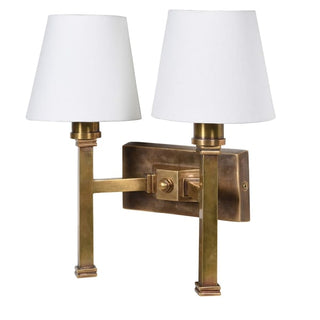 Charles Ted Jenning Double Wall Light | Hand Rubbed Brass with Shades - CharlesTed Home