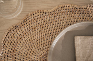Charles Ted Kempsford Whitewash Rattan Oval Scalloped Placemat | Pack of Two - CharlesTed Home