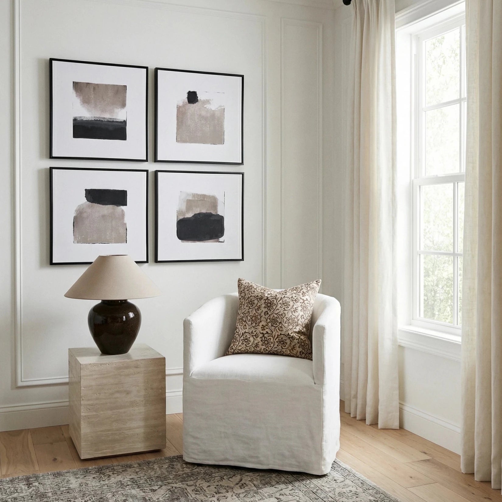 Charles Ted Linen Balance Neutral Abstract Wall Art | Set of Four - CharlesTed Home