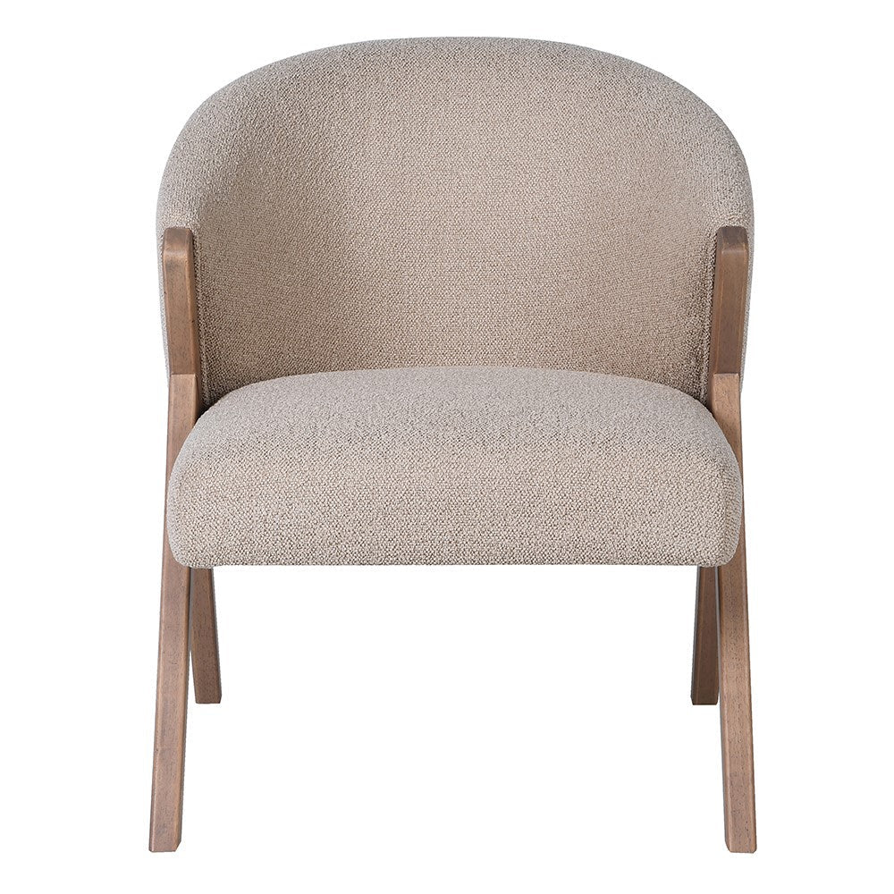 Charles Ted Milo Curved Back Modern Dining Chair | Taupe Upholstery with Walnut Wood Frame - CharlesTed Home