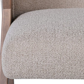 Charles Ted Milo Curved Back Modern Dining Chair | Taupe Upholstery with Walnut Wood Frame - CharlesTed Home