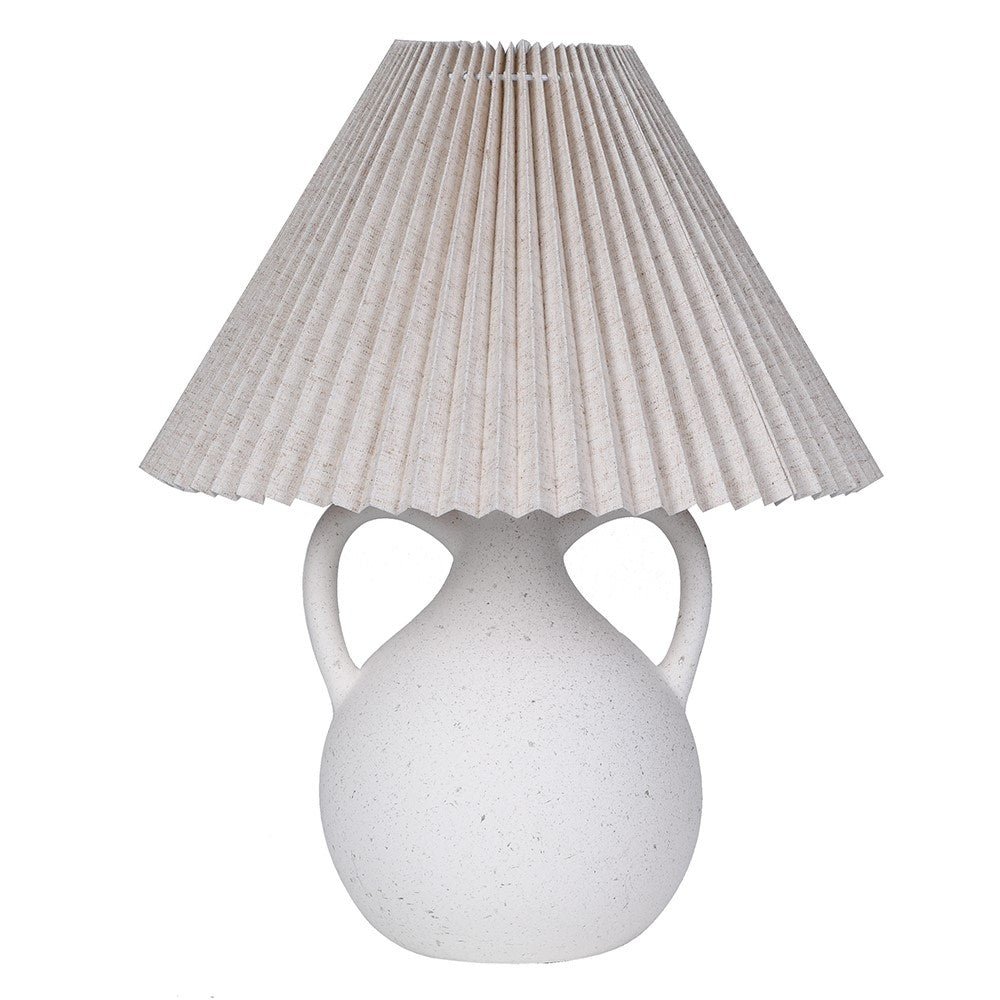 Charles Ted Minimalist Ceramic Vase Table Lamp with Pleated Linen Shade - CharlesTed Home