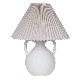 Charles Ted Minimalist Ceramic Vase Table Lamp with Pleated Linen Shade - CharlesTed Home