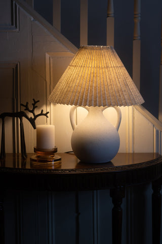 Charles Ted Minimalist Ceramic Vase Table Lamp with Pleated Linen Shade - CharlesTed Home