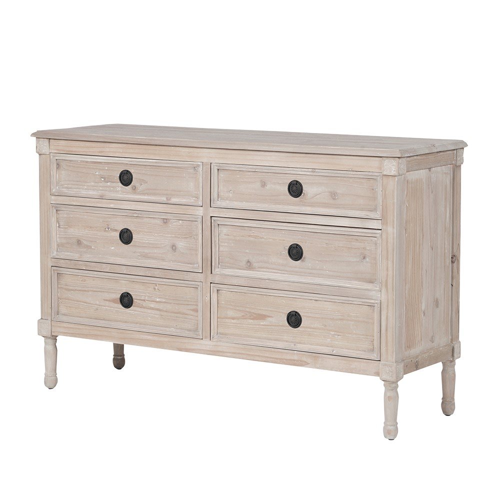 New England Reclaimed Fir Wood Six Drawer Dresser