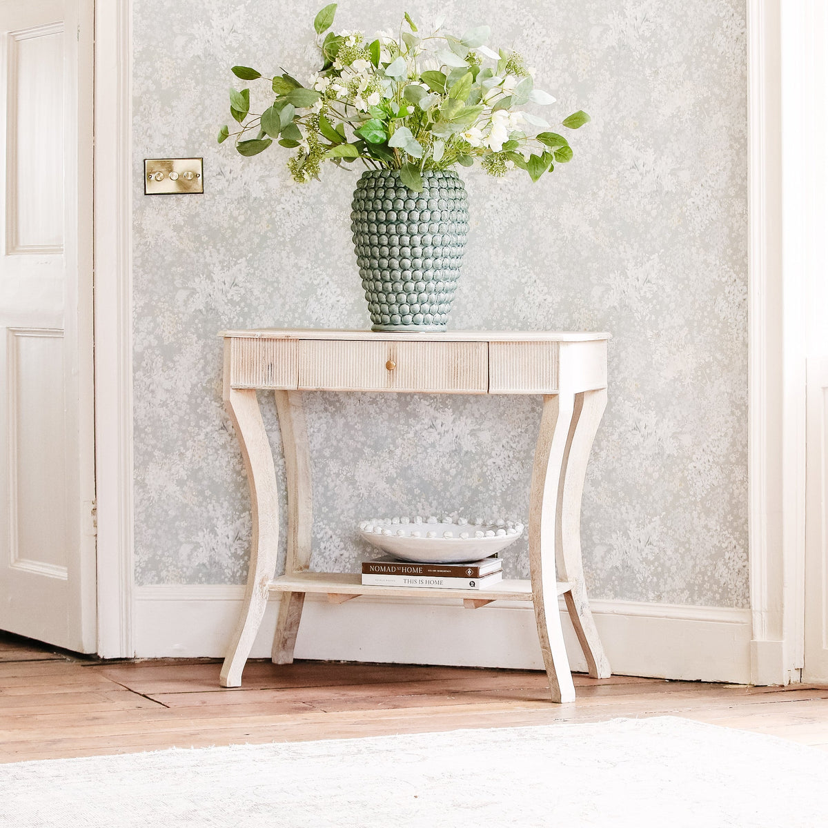 Charles Ted Orla Curved Leg Mango Wood Side Table – Whitewashed Finish - CharlesTed Home