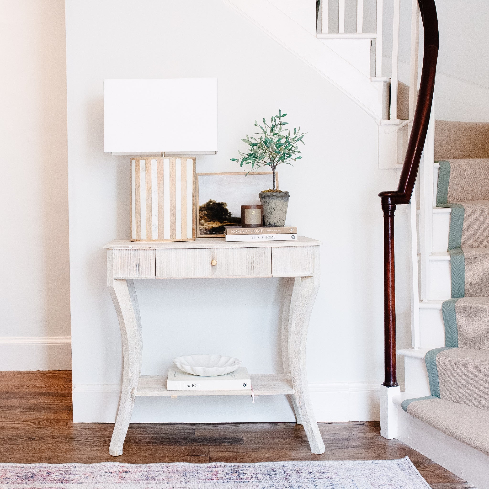 Charles Ted Orla Curved Leg Mango Wood Side Table – Whitewashed Finish - CharlesTed Home