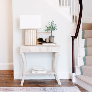 Charles Ted Orla Curved Leg Mango Wood Side Table – Whitewashed Finish - CharlesTed Home
