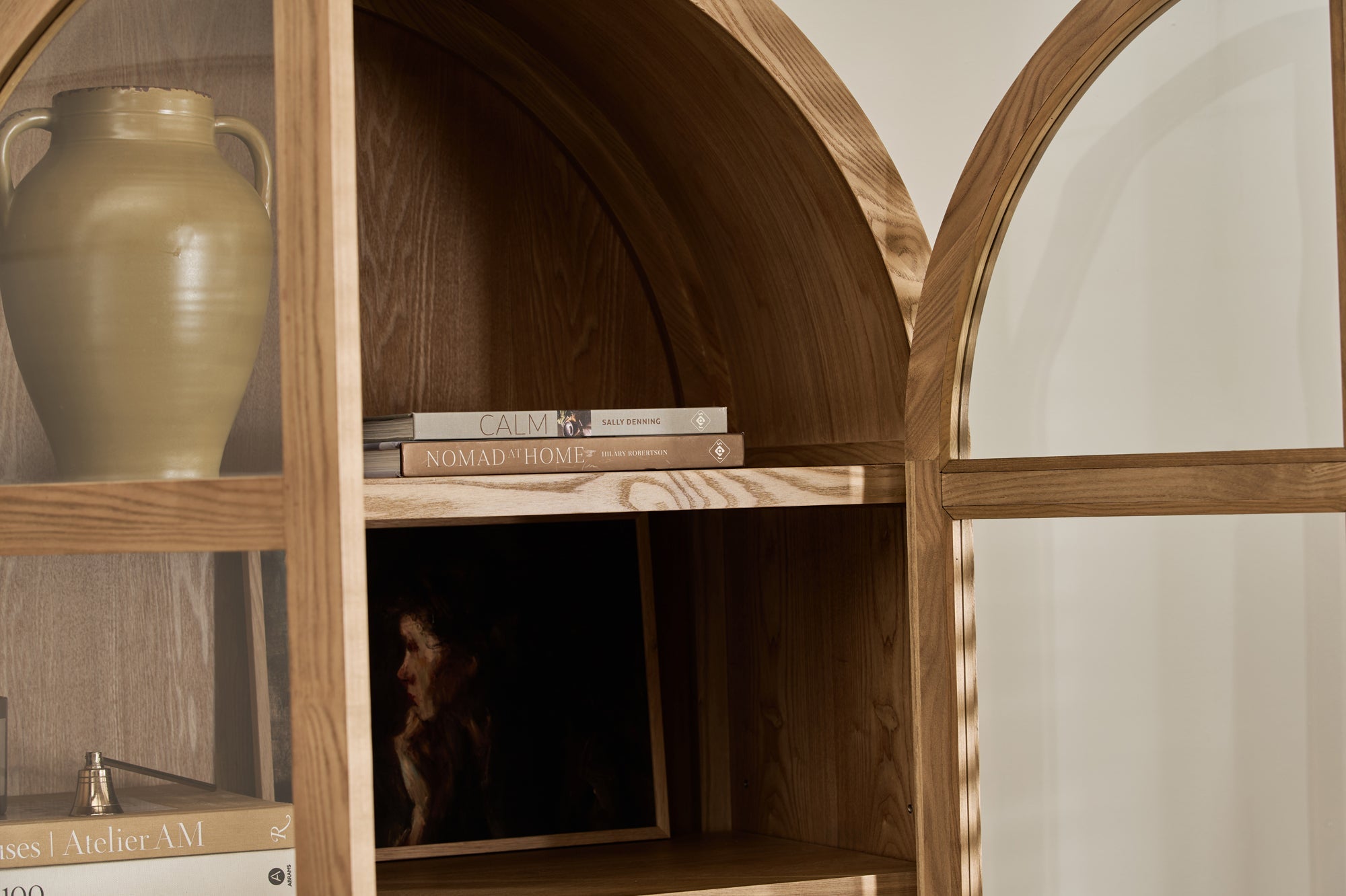 Charles Ted Oslo Arched Elm Wood Display Cabinet with Glass Doors – 5 Shelf Unit - CharlesTed Home