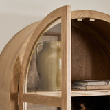 Charles Ted Oslo Arched Elm Wood Display Cabinet with Glass Doors – 5 Shelf Unit - CharlesTed Home