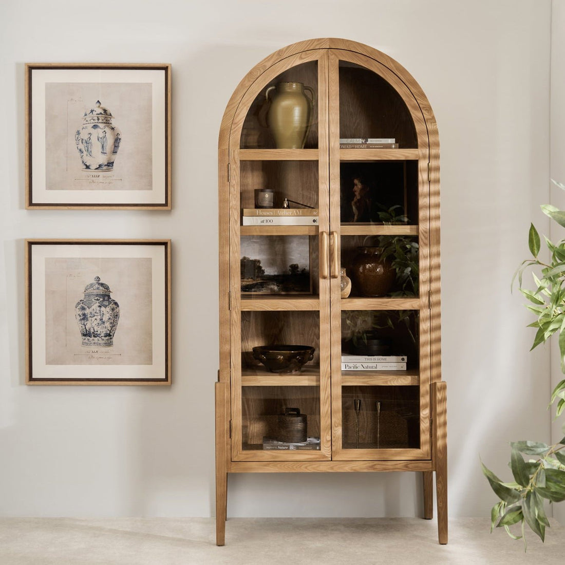 Oslo Arched Display Cabinet | Solid Elm | CharlesTed Home