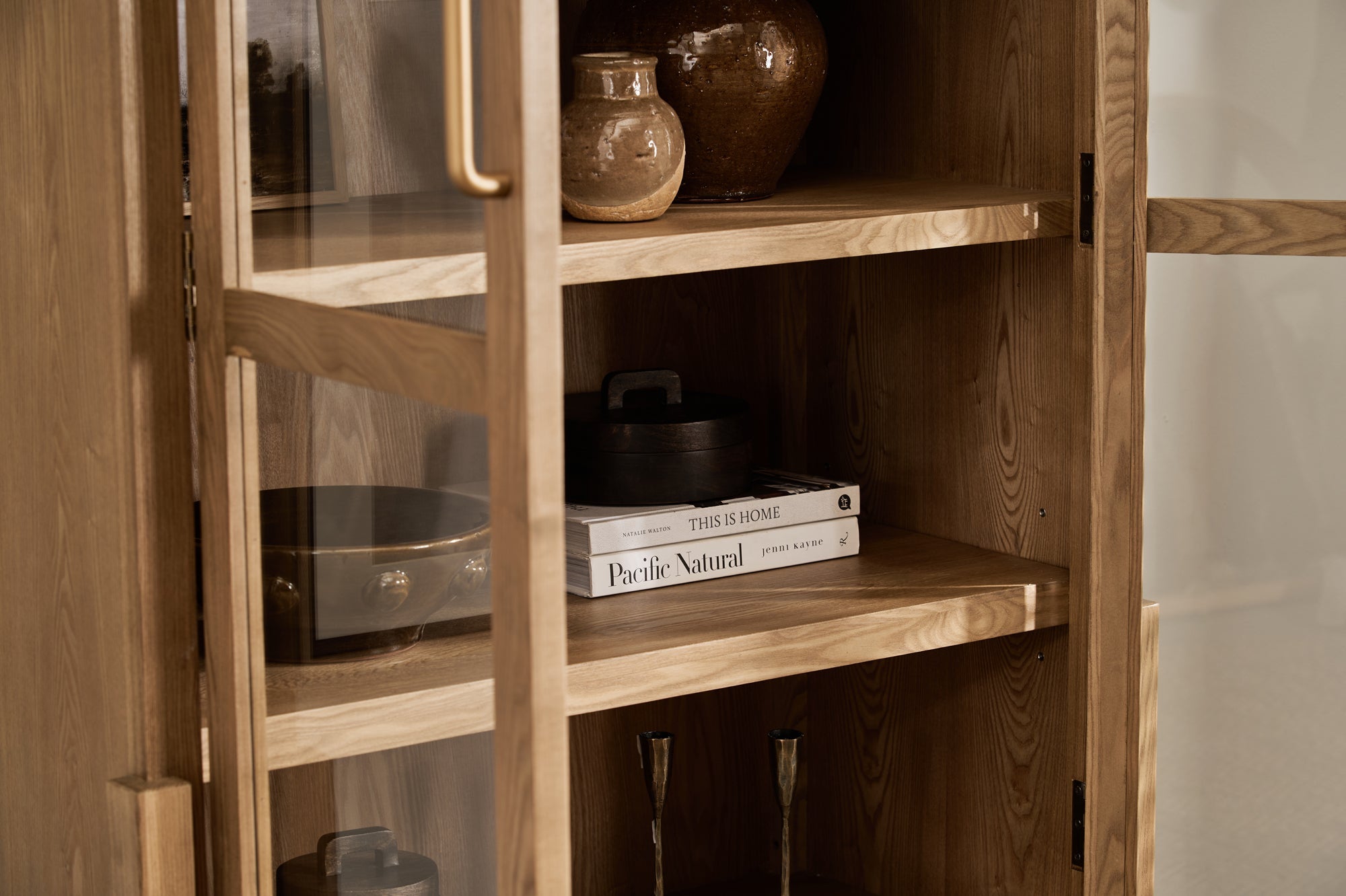 Charles Ted Oslo Arched Elm Wood Display Cabinet with Glass Doors – 5 Shelf Unit - CharlesTed Home