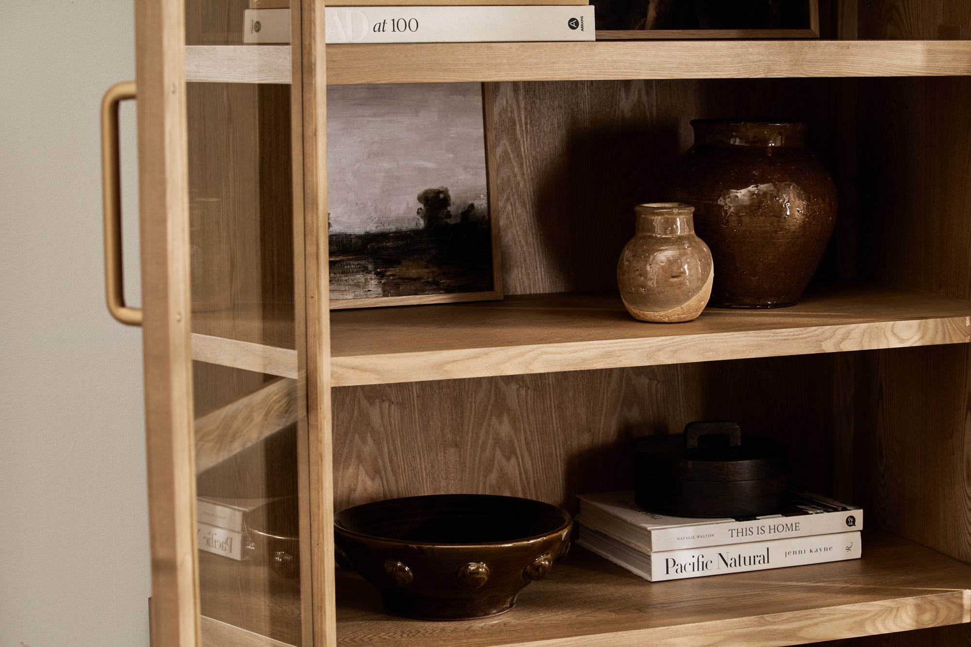 Charles Ted Oslo Arched Elm Wood Display Cabinet with Glass Doors – 5 Shelf Unit - CharlesTed Home