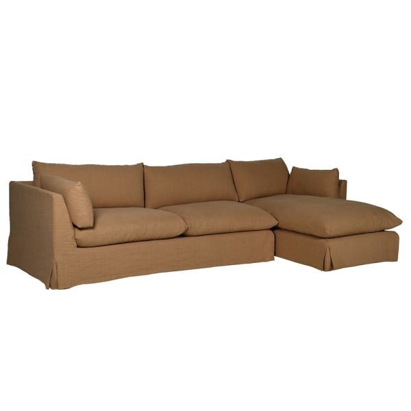 Charles Ted Portland Loose Slip Cover Sectional Corner Sofa | Ocre Linen - CharlesTed Home