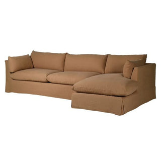 Charles Ted Portland Loose Slip Cover Sectional Corner Sofa | Ocre Linen - CharlesTed Home