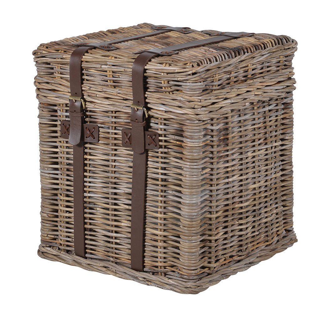 Charles Ted Rustic Charm Wicker Storage Basket with Leather Straps - CharlesTed Home