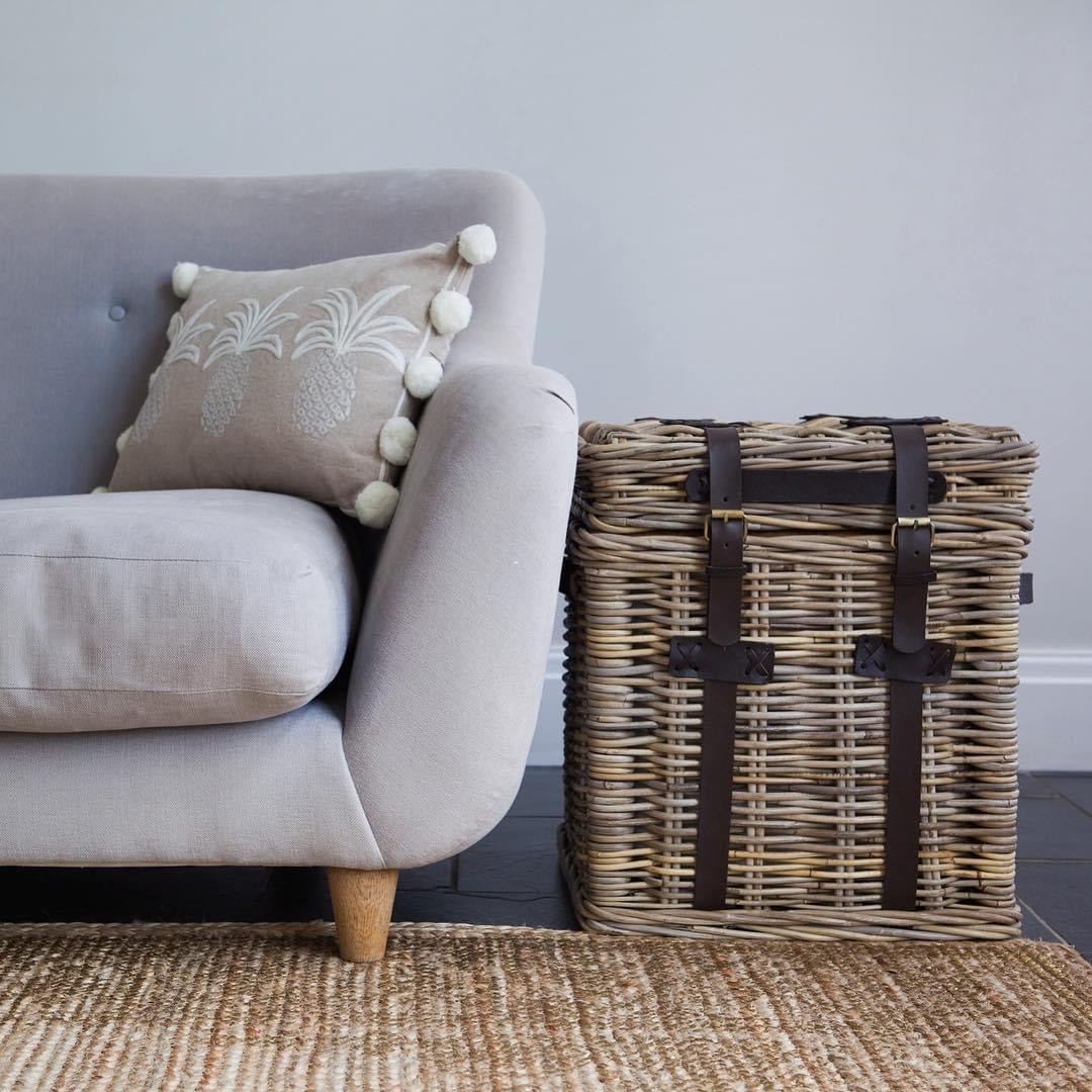 Charles Ted Rustic Charm Wicker Storage Basket with Leather Straps - CharlesTed Home