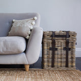 Charles Ted Rustic Charm Wicker Storage Basket with Leather Straps - CharlesTed Home