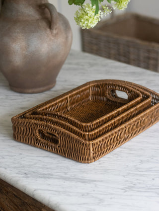 Charles Ted Rustic Elegance Faux Rattan Serving Trays | Set of 3 - CharlesTed Home