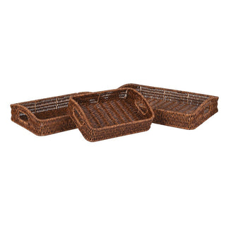 Charles Ted Rustic Elegance Faux Rattan Serving Trays | Set of 3 - CharlesTed Home