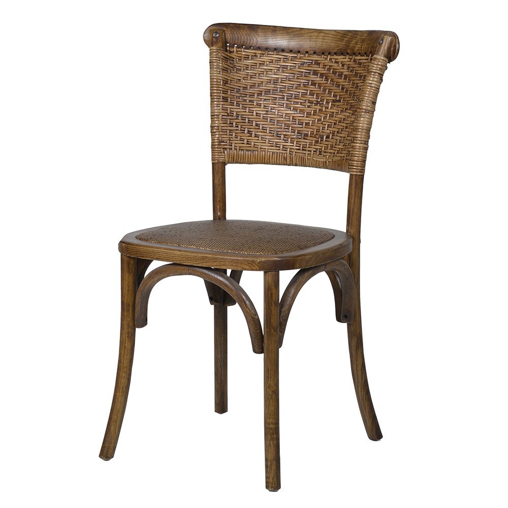 Charles Ted Rustic Elm & Rattan Dining Chair Woven Dining Chair - CharlesTed Home