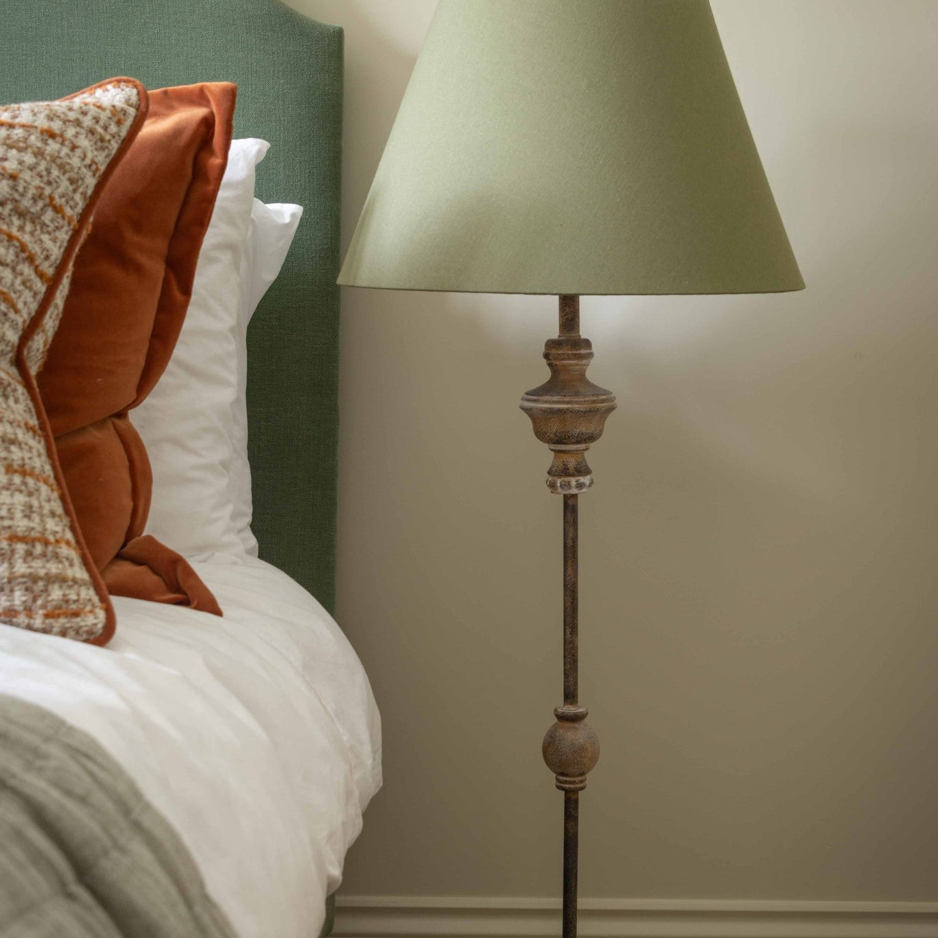 Charles Ted Rustic Green Table Lamp with Fabric Shade - CharlesTed Home