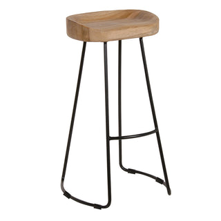 Charles Ted Rustic Industrial Bar Stool with Weathered Oak Seat and Metal Legs - CharlesTed Home