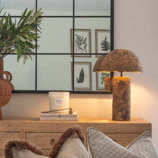 CharlesTed rustic papier-mâché table lamp with dome shade — eco-friendly boho lighting