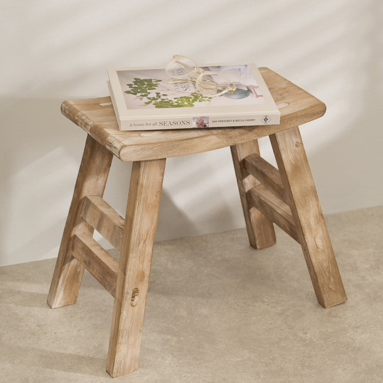 Charles Ted Rustic Wooden Stool - Handcrafted Solid Wood Accent Seat - CharlesTed Home