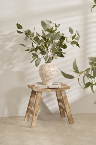 Charles Ted Rustic Wooden Stool - Handcrafted Solid Wood Accent Seat - CharlesTed Home