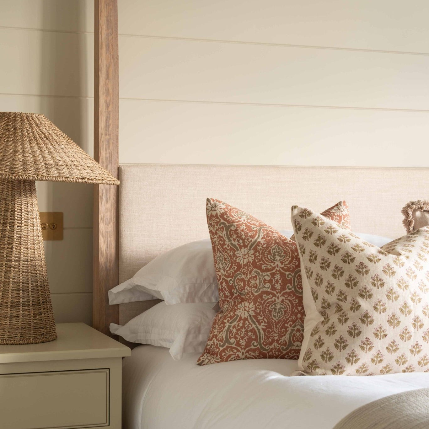 Charles Ted Ryder | Natural Floral Hand block Print Cushion Cover - CharlesTed Home