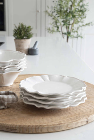 Charles Ted Scalloped Dinner Service | White | Set of 12 - CharlesTed Home