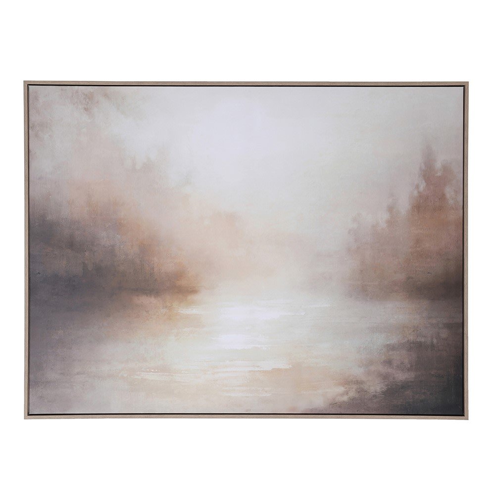 Charles Ted Serenity Mist Lake Canvas Artwork in Wooden Frame - CharlesTed Home
