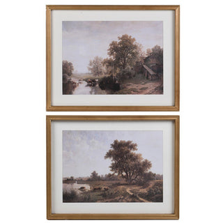 Charles Ted Set of Two Framed Landscape Art Prints in Wooden Frames - CharlesTed Home