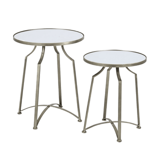 Charles Ted Set of Two Gold Manhattan Nesting Tables | Modern Glass Top Accent Tables - CharlesTed Home
