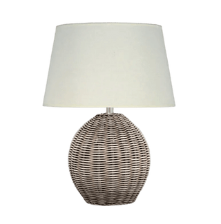 Charles Ted Shelley Rattan Table Lamp with Cream Cotton Shade - CharlesTed Home