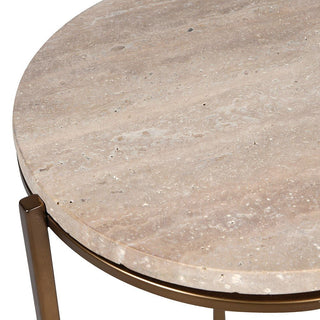 Charles Ted Sienna Travertine Side Table with Bronze Metal Frame - CharlesTed Home