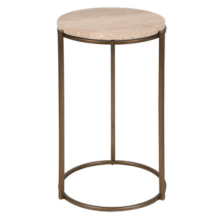 Charles Ted Sienna Travertine Side Table with Bronze Metal Frame - CharlesTed Home