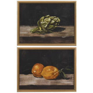 Charles Ted Still Life Vegetable and Fruit Pictures in Gold Frame | Set of Two - Classic Kitchen Wall Art - CharlesTed Home