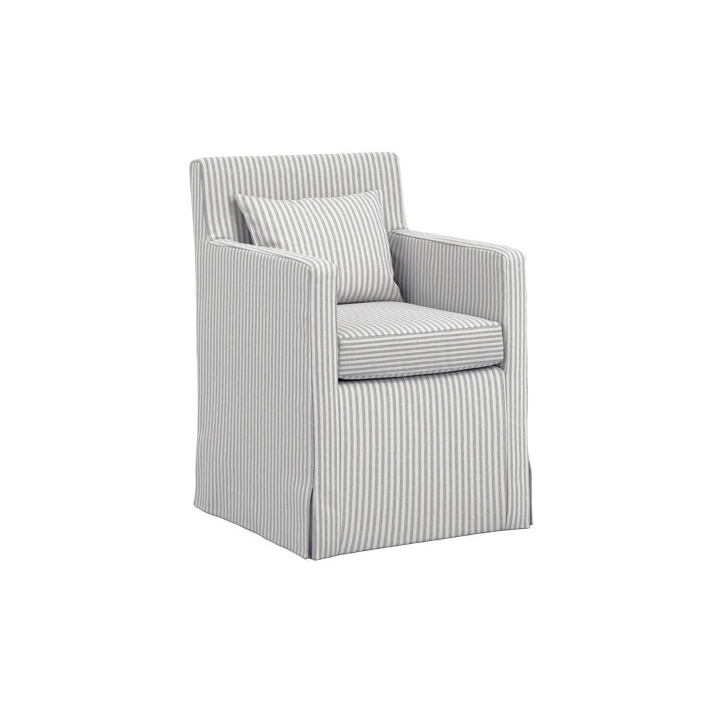 Charles Ted Studio CTH Loose Cover Dining Chair | Grey Stripe - CharlesTed Home